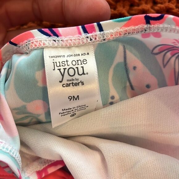 Carters just one you 9M floral one piece bath in suit w snap crotch and ruffles - Picture 7 of 7